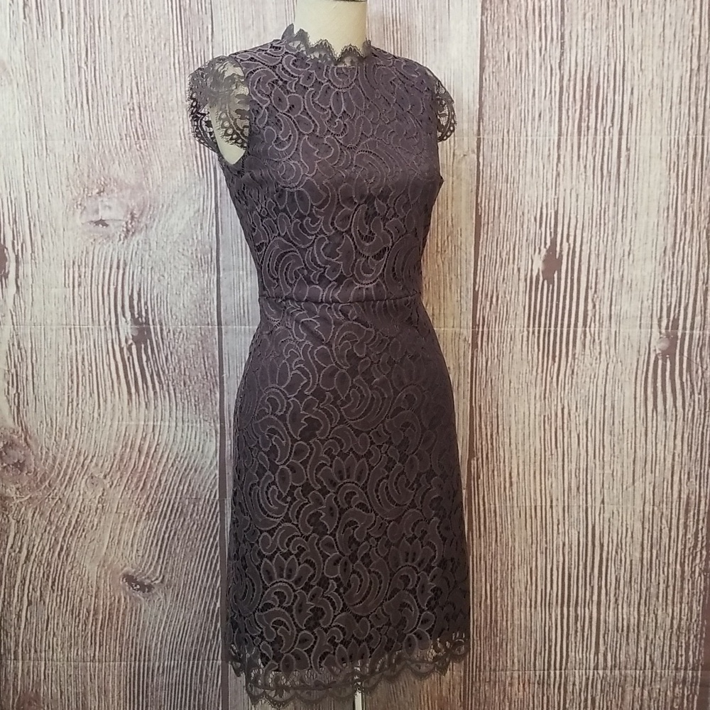 Xhilaration Dusty Purple Cap-Sleeve Lace Midi Dress - Size Small